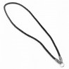 75cm x 6mm Zwarte Leren + RVS Ring Ketting