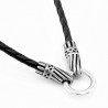 75cm x 4mm Zwarte Leren + RVS Ring Ketting