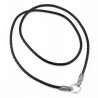 75cm x 4mm Zwarte Leren + RVS Ring Ketting