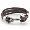 Donkerbruine Leren Armband met 316L RVS-Anker