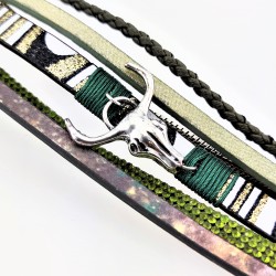 Bohemian Style Groene Leren Wikkelarmband