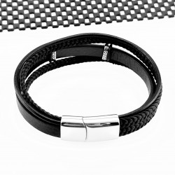 Zwart Leren Armband met Zwaard Hanger Stijl 5-in-1