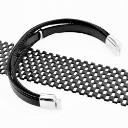 Zwart Leren Armband met Zwaard Hanger Stijl 5-in-1