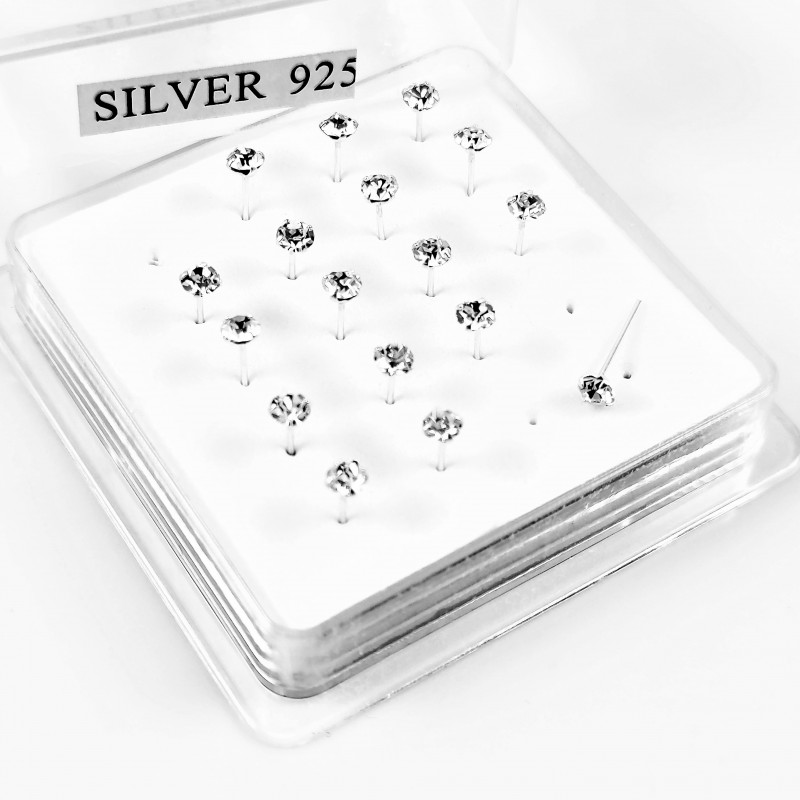 3,5mm Strass Neuspiercing van 925 Sterling Zilver