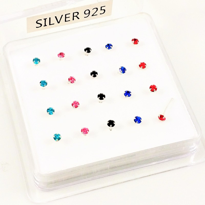 2,5mm Neuspiercing Verschillende Kleuren 925 Sterling Zilver