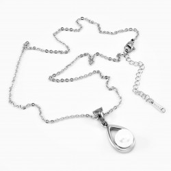 Dames Roestvrij Stalen Ketting met Klassieke Kristal Hanger