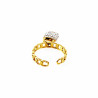 Dottilove Verstelbare Ring - Ketting en Hangslot Ring - Dames Stalen Ring Gold Plated