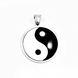 60cm x 3mm Visgraat Ketting + Yin Yang Hanger Dames - Heren - Stalen Zilverkleur - Geliefd Symbool