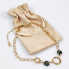 Schakelsketting met Natuursteen Groen - RVS Geel Gold Plated- Dottilove Dames Ketting