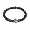 8mm Mat Zwarte Onyx Armband Unisex - Stenen armband met RVS leeuwenkop