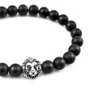 8mm Mat Zwarte Onyx Armband Unisex - Stenen armband met RVS leeuwenkop