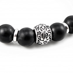 10mm Mat Zwarte Onyx Armband Unisex - Stenen armband met RVS Kralen