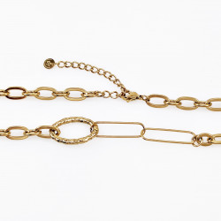 Dottilove Nasrin Ketting Dames - Geel Gold Plated op RVS - Verstelbare Ovale Schakelsketting