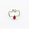 Dottilove - Zig Zag Ring met Paarse Natuursteen Dames - RVS Geel Gold Plated - One Size