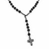 6mm Rozenkrans Heren - Ketting Matte Onyx en Hematiet - Kralen Ketting met Kruis