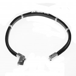 Zwarte Armband Heren met Anker - Leren - RVS Zilverkleur