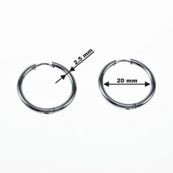 Ø20mm x 2,5mm Oorringen Unisex - Stalen Zilverkleur - Ronde Oorbellen