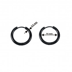 ∅19mm x 2,5mm Oorringen Unisex - Zwart PVD Coating Stalen - Ronde Oorbellen