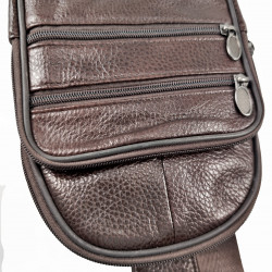 Vintage Crossbody Tas Dames en Heren - Donkerbruin Leren - Rechterhand Zijtas - Vakantie Tasje