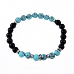 Natuursteen Kralen Armband - Turquoise Magnesite - Onxy - Armband Unisex - Dames - Heren