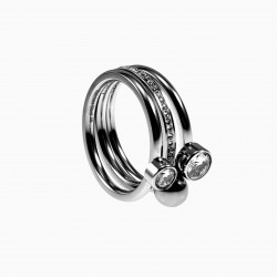 Driedubbele Ring Dames - Roestvrij Stalen - Ring met Strass