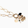 Geluks Ketting Dames - RVS Gold Plated - Schakelsketting met Hangers Klavertje Vier