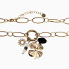 Geluks Ketting Dames - RVS Gold Plated - Schakelsketting met Hangers Klavertje Vier