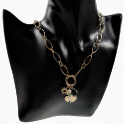 Geluks Ketting Dames - RVS Gold Plated - Schakelsketting met Hangers Klavertje Vier