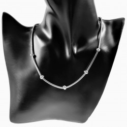 45cm Vossenstaart Ketting Dames - Stalen Zilverkleur - Choker-Stijl - Halsketting - Collier