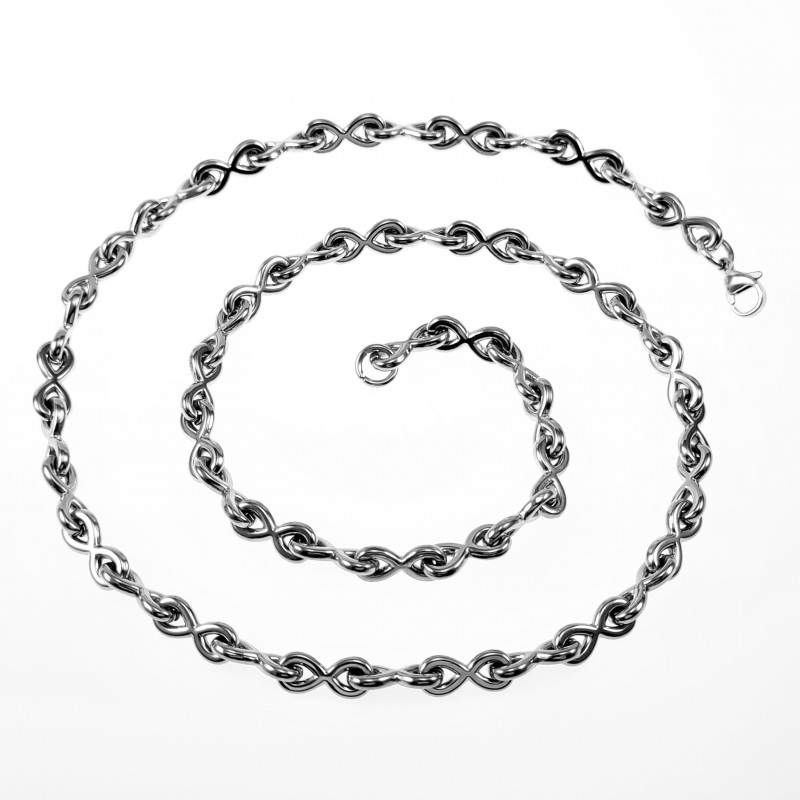 55cm X 6mm Halsketting Dames - Oneindigheids Ketting - Stalen Zilverkleur - Infinity Schakelketting