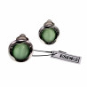 Oorclips met Strass - Groene Cabochon Clip-on Oorbellen Dames - 18 mm Ronde Oorclips