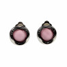 Oorclips met Strass - Roze Cabochon Clip-on Oorbellen Dames - 18 mm Ronde Oorclips