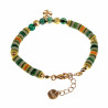 Polymeerklei Armband Dames - Verguld RVS - Groen-Geel-Orange Armband - Armband met Klaver Hanger - Verstelbaar Armband