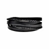 Armband Heren - Zwart Echt Leer - RVS Sluiting - 6 Snoeren Leder Armband - Robuuste armband