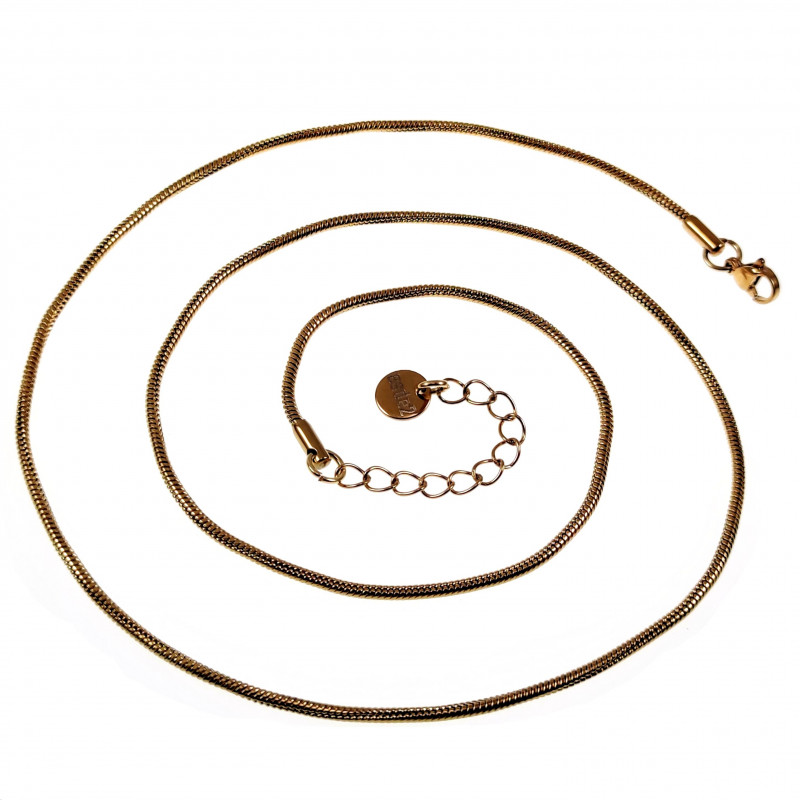 60cm tot 64cm x 2mm Ketting Unisex - Verguld RVS - Verstelbaar - Ronde Slangenketting