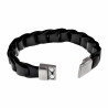 Armband Heren - Zwarte Leren - RVS - Gevlochten Armband