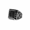 Ring Heren - Gepolijst RVS - Zegel Ring met Zwarte Zirkoniasteen