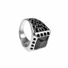 Ring Heren - Gepolijst RVS - Zegel Ring met Zwarte Zirkoniasteen