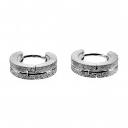 ∅13mm x 4mm Oorringen Unisex - Zand-Design - Gepolijst RVS - Oorbellen met Streep