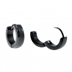 ∅13mm x 4mm Oorringen Unisex - Zwarte PVD-coating RVS - Oorbellen met Zand-Design