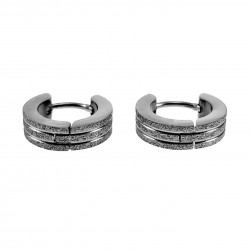 ∅13mm x 4mm Oorringen Unisex - Zand-Design - Gepolijst RVS - Oorbellen met Twee Groeven