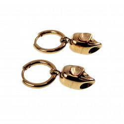 Ø14mm x 2mm Oorringen Unisex - RVS Gold Plated - Oorbellen met Schedelkop Hanger