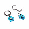 ∅14mm x 2mm Oorringen Dames - Gepolijst RVS - Turquoise Gefacetteerde Kristallen Bloem Hanger - Bungelende Oorbellen