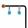 ∅14mm x 2mm Oorringen Dames - Gepolijst RVS - Turquoise Gefacetteerde Kristallen Bloem Hanger - Bungelende Oorbellen