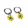 ∅14mm x 2mm Oorringen Dames - Gepolijst RVS - Geel Gefacetteerde Kristallen Bloem Hanger - Bungelende Oorbellen