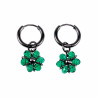 ∅14mm x 2mm Oorringen Dames - Gepolijst RVS - Groen Gefacetteerde Kristallen Bloem Hanger - Bungelende Oorbellen