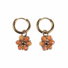 ∅14mm x 2mm Oorringen Dames - Verguld RVS - Topaas Gefacetteerde Kristallen Bloem Hanger - Bungelende Oorbellen