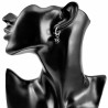 ∅14mm x 2mm Oorringen Dames - Gepolijst RVS - Zwart Gefacetteerde Kristallen Bloem Hanger - Bungelende Oorbellen