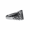 Zegelring Unisex - Gepolijst RVS - Ovale Design - Ring met Zwarte Steen Dames - Heren