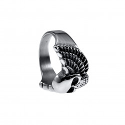 Ring Unisex - Gepolijst RVS - Schedelkop Ring met Engelenvleugels Dames - Heren